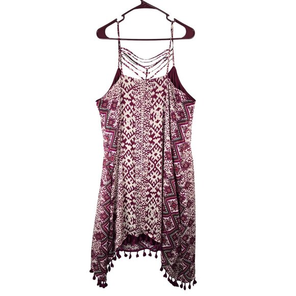 Maurices Women's Summer Tank Tassel Hem Burgundy Dress Size 18/20 - Picture 6 of 8